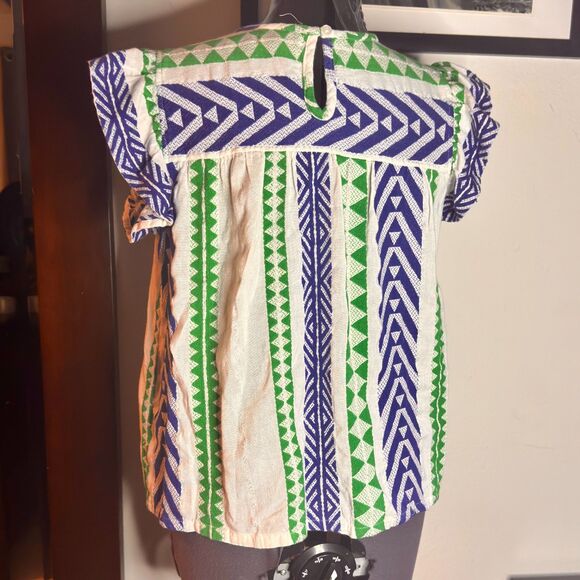 THML Geometric Embroidered Flutter Sleeve Top Women’s Size M Boho Resort - Picture 3 of 8